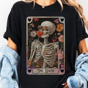Skeleton Valentines Day Shirt, Unisex Tarot Card Shirt
